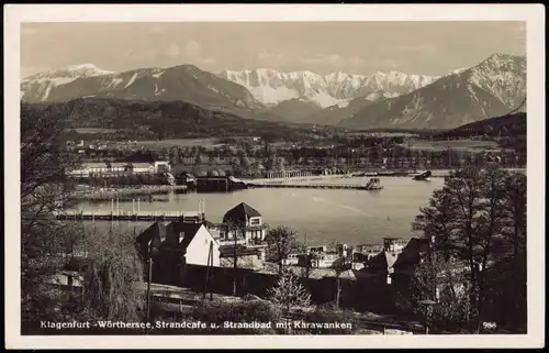 Klagenfurt Wörthersee, Strandcafe u. Strandbad mit Karawanken 1939