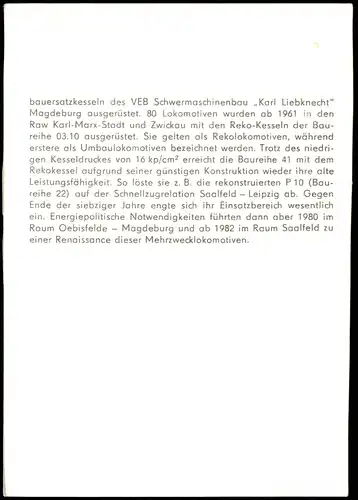 Ansichtskarte  Dampflokomotive im Einsatz · Baureihe 41 Reko 1965