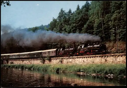 Ansichtskarte  Güterzug-Dampflokomotiven 861001 und 861333 1972