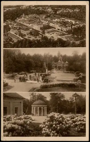 Franzensbad Františkovy Lázně 3-Bild-Karte u.a. mit Panorama-Ansicht 1927