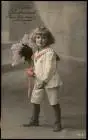 Glückwunsch Geburtstag Birthday, Kind mit Blumen, teilkoloriert 1910
