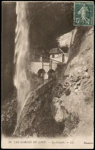 CPA .Frankreich LES GORGES DU LOUP La Cascade, Wasserfall 1914