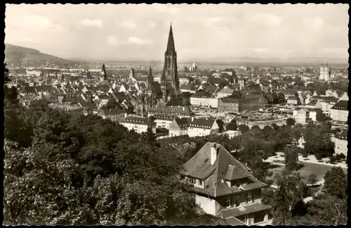 Ansichtskarte Freiburg im Breisgau Panorama-Ansicht Stadt Blick 1956