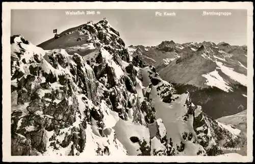 .Schweiz Parsenn Weissfluh mit Blick gegen Piz Kesch u. Berinangruppe 1960