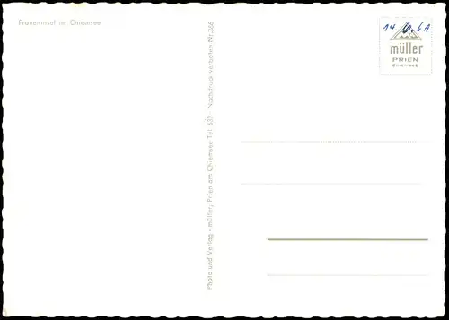 Ansichtskarte Chiemsee Fraueninsel im Chiemsee Totalansicht 1961