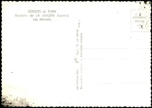.Frankreich GORGES du TARN Environs de LA MALENE (Lozère) Les Détroits 1960