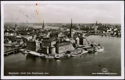 Postcard Stockholm Utsikt från Stadshusets torn, Luftaufnahme 1960