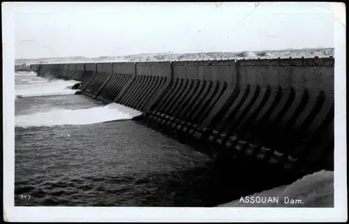 Postcard Assuan Eswan أسوان ASSOUAN Dam, Sperrwerk 1957