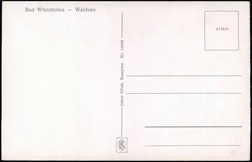 Ansichtskarte Bad Wörishofen Partie am Waldsee 1940