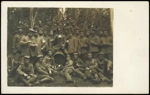 Bierfass, Militaria Soldatenleben WK1 1916 Privatfoto   gel. Feldpoststempel