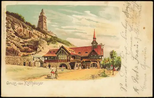 Litho AK Rottleben (Thüringen) Kyffhäuser Litho-AK Blick zum Denkmal 1900