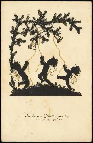 Ansichtskarte  Glückwunsch Neujahr/Sylvester Engel läuten Glocken 1938