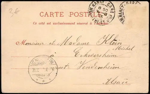 CPA Nancy Denkmal, Statue Mathieu de Dombasle, Lycée National 1903