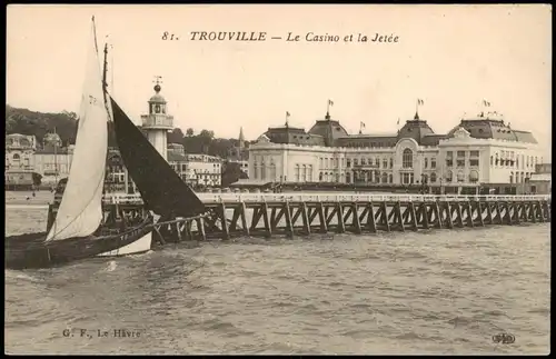 Trouville-sur-Mer Le Casino et la Jetée, Seebrücke u. Kasino 1910