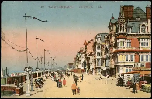 CPA Malo-les-Bains LA DIGUE, Strand-Promenade 1910