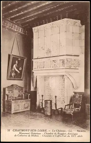 Chaumont-sur-Loire Le Château, Chambre de Ruggieri, Schloss Innenansicht 1910
