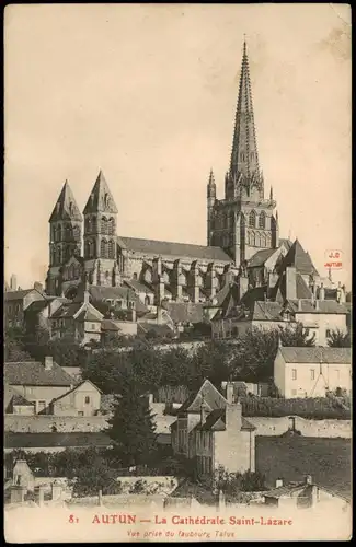 CPA Autun Cathédrale Saint-Lazare Vue prise du faubourg Talus 1910