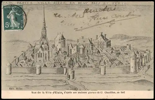 Etain La Ville d'après une ancienne gravura de Chastillon en 1641 1910