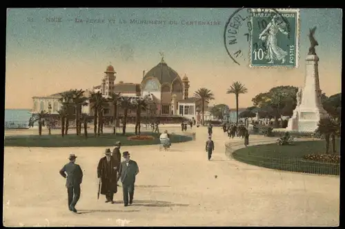 CPA Nizza Nice LA JETÉE ET LE MONUMENT DU CENTENAIRE 1923