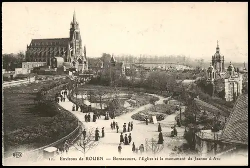 Rouen Environs de ROUEN - Bonsecours, l'Eglise, Monument de Jeanne d'Arc 1910