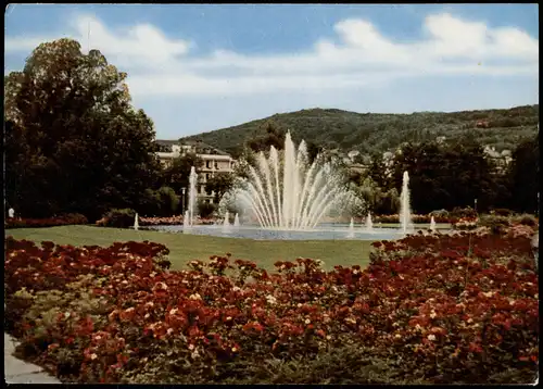 Ansichtskarte Bad Kissingen Blick auf den Rosengarten, Park Wasserspiele 1970