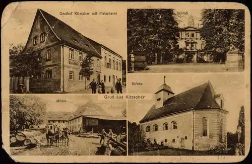 Ansichtskarte Kitzscher Gasthof, Kirche 1931  Lasndpoststempel Borna Bz Leipzig