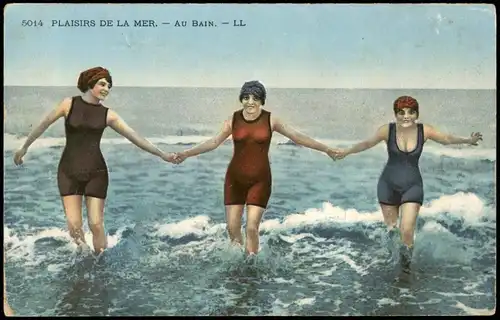 CPA .Frankreich PLAISIRS DE LA MER - AU BAIN Frauen beim Baden 1910