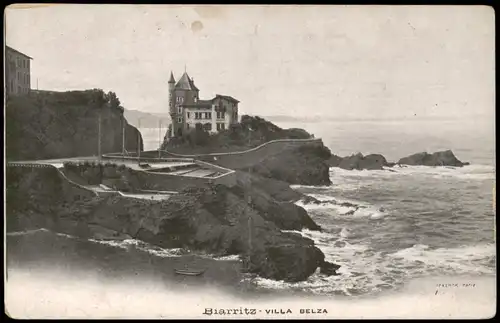CPA Biarritz Miarritze VILLA BELZA Strand und Küste 1910