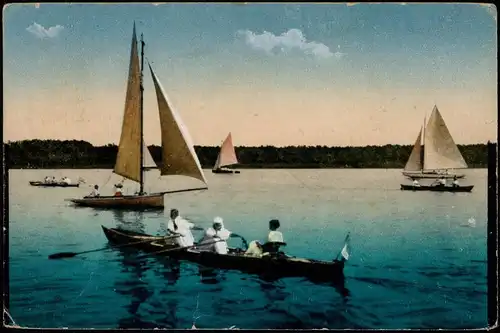 Ansichtskarte Spandau-Berlin Segler und Ruderer auf dem Stößensee 1925