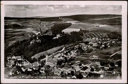 Neuhausen (Erzgebirge) Schloss Purschenstein, Ort vom Flugzeug aus 1940