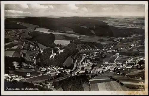 Ansichtskarte Neuhausen (Erzgebirge) Luftbild Ort vom Flugzeug aus 1938
