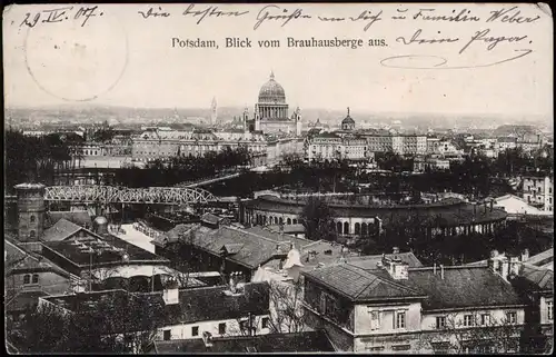 Ansichtskarte Potsdam Panorama Blick vom Brauhausberge aus 1907