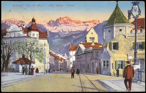 Cartoline Bozen Bolzano Via del Museo Alto Adige, Berg-Panorama 1925