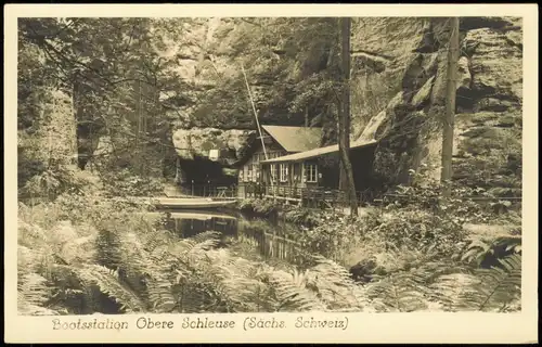 Ansichtskarte Hinterhermsdorf-Sebnitz Bootstation Obere Schleuse 1954