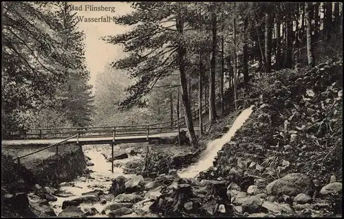 Postcard Bad Flinsberg Świeradów-Zdrój Wasserfall, Brücke 1914