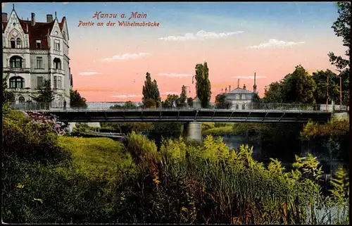 Ansichtskarte Hanau Partie an der Wilhelmsbrücke, Brücke, Bridge 1910