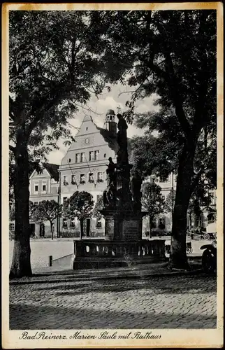 Bad Reinerz Duszniki-Zdrój Marien Säule mit Rathaus 1937