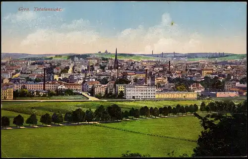 Ansichtskarte Gera Panorama-Ansicht, Totalansicht 1920
