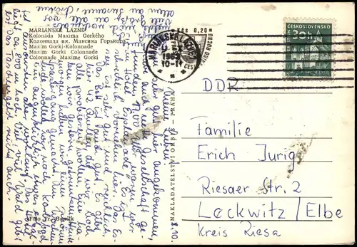 Postcard Marienbad Mariánské Lázně Kolonáda Maxima Gorkého 1963