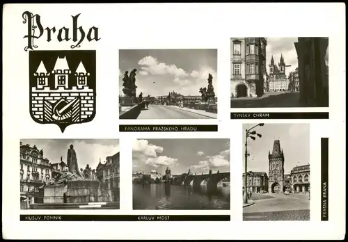 Postcard Prag Praha Mehrbildkarte mit Ortsansichten 1966