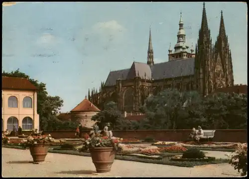 Postcard Prag Praha Terasa u jízdárny Terrasse bei der Reitschule 1966