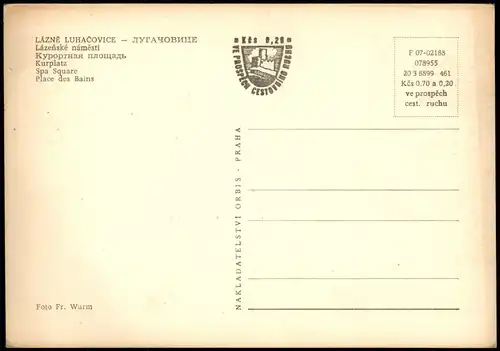 Postcard Luhatschowitz Luhačovice Lázeňské náměstí Kurplatz 1970