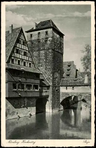 Ansichtskarte Nürnberg Partie am Henkersteg 1940