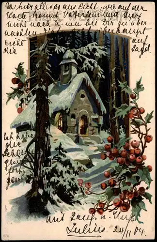 Weihnachten Christmas Grusskarte 1904 gel Dresden nach Kamenz (Ankunftsstempel)