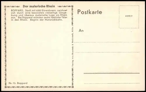 Ansichtskarte Boppard Panorama-Ansicht Blick ins Rhein-Tal 1930