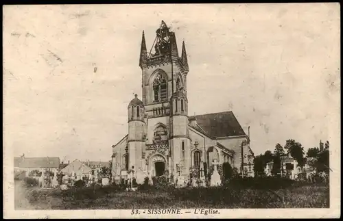 CPA Sissonne Eglise (Kirche) 1920