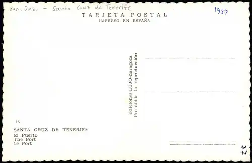 Postales Santa Cruz de Tenerife Hafen, Platz (color Fotokarte) 1964