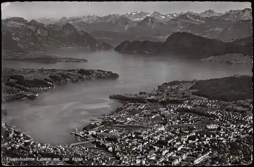 Ansichtskarte Luzern Lucerna Luftbild aus großer Höhe 1956