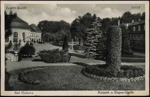 Postcard Bad Kudowa Kudowa-Zdrój Eugen-Quelle, Kurpark 1938