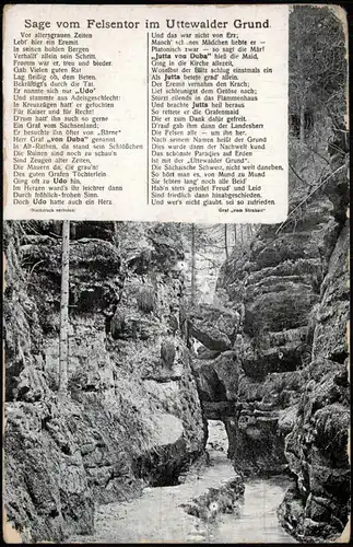 Ansichtskarte Wehlen Uttewalder Grund - Sage vom Felsentor 1914